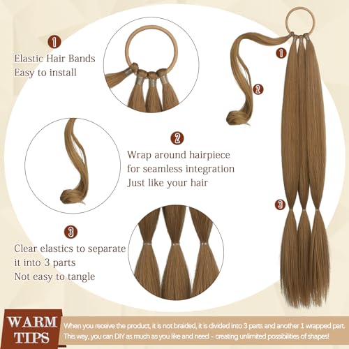 Long Braid Ponytail Extension with Hair Tie Straight Sleek Wrap Around Hair Extensions Braid Pony Tail Fluffy Natural Soft Synthetic Hairpieces for Women Daily Wear, 26 inch-Dark Blonde - color: Dark Blonde, size: 26 Inch (Pack of 1)