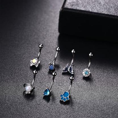 OIDEA 7PCS Eyebrow Piercing Jewelry: 16G Stainless Curved Barbell Eyebrow Ring Vertical Labret Lip Ring Piercing Jewelry - color: silver-2
