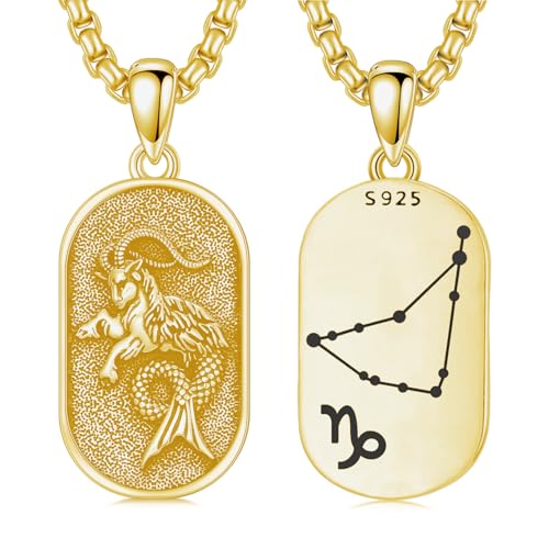 SIMONLY Zodiac Necklace 925 Sterling Silver Constellation Necklace Zodiac Sign Necklaces Horoscope Jewelry Christmas Birthday Astrology Gifts for Women Men Unisex - style: Capricorn-Gold
