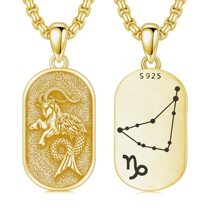SIMONLY Zodiac Necklace 925 Sterling Silver Constellation Necklace Zodiac Sign Necklaces Horoscope Jewelry Christmas Birthday Astrology Gifts for Women Men Unisex - style: Capricorn-Gold