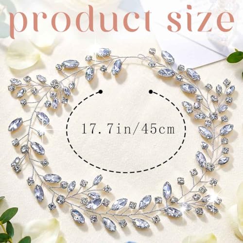 Rhinestone Bridal Hair Vine Silver Wedding Hair Pieces Crystal Hair Accessories for Women and Brides - color: silver