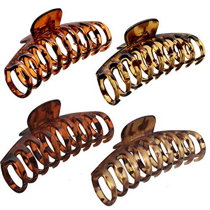 OWIIZI 4.3" Large Hair Claw Clips for Women Long Thick Hair (4 Packs) | Matte Leopard Hair Clips,Non-Slip Strong Hold Ponytail Barrettes,Jumbo Cute Hair Accessories,for Girls Thick Thin Curly Hair - color: Style 2