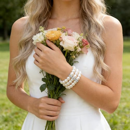 Coolrunner Ladies Faux Pearls Accent Off White Stretch Wrist Bracelet Jewelry (Pearl style3) - style: Style 1