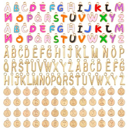 Riwiuue Letter Charms for Jewelry Making | Includes 156 Gold & Enamel Initial Charms and 200 Jump Rings for Keychains, Bracelets, Necklaces, DIY Crafts - color: Gold ＆ Colorful Charm Set