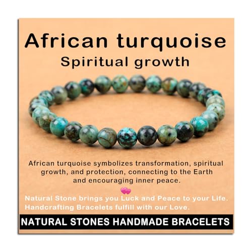 AD Beads Handmade Gemstone Stretch Elastic Bracelet Crystal Healing Reiki Nature's Beauty and Spiritual Essence Unisex (6mm, African Turquoise (Spiritual Growth)) - color: African Turquoise (Spiritual Growth), size: 6mm