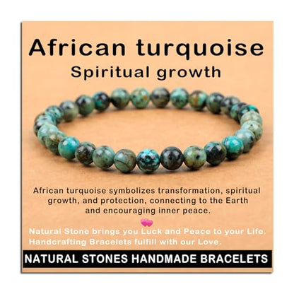 AD Beads Handmade Gemstone Stretch Elastic Bracelet Crystal Healing Reiki Nature's Beauty and Spiritual Essence Unisex (6mm, African Turquoise (Spiritual Growth)) - color: African Turquoise (Spiritual Growth), size: 6mm