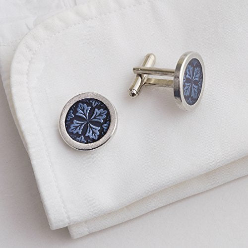 – Cufflinks For Men, Set Of 2, ¾” – Handmade High End Metal Cuff Links For Men – Fancy Jewelry For Guys – Made In USA - color: Blue Medallion