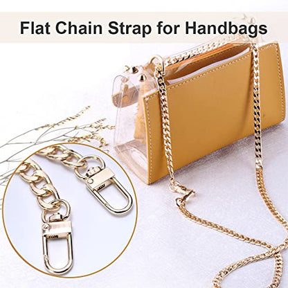 CooBigo 47" Purse Chain Strap Metal Shoulder Crossbody Bag Chain with Metal Buckles, Flat Chain Strap for Purse Handbag - color: 2pcs Gold