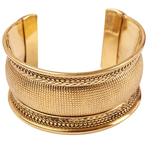 Touchstone Indian Bollywood Desire Brass Base Exotic Workmanship Free Size Cuff Bracelet in Antique Gold Or White Or Copper Tone for Women. - style: D058 Antique Gold 3