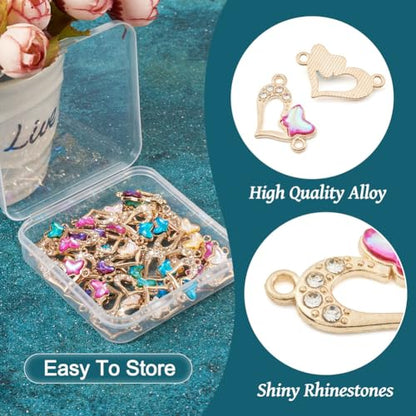 Elecrelive Crystal Heart Charms Rhinestone Heart Pendants Valentine Charms for Necklace Bracelet Earring Wedding Jewelry - color: 6 Colors Butterfly