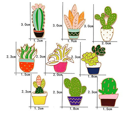 Cute Enamel Lapel Pins Set Cartoon Animal Plant Floral Fruits Foods Brooches Pin Badges for Clothing Bags Backpacks Jackets Hat DIY - color: Flower plants set of 9