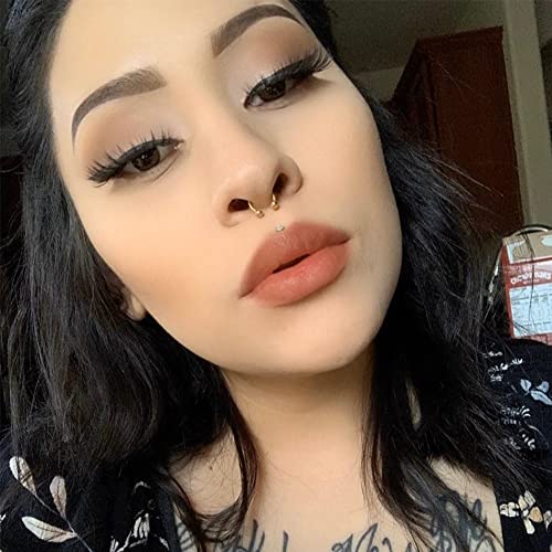 Longita Septum Rings Septum Jewelry 16g 18g Septum Ring Septum Piercing 20g Horseshoe Earring Hoop Lip Ring Silver Black Gold - color: silver+black+rose gold