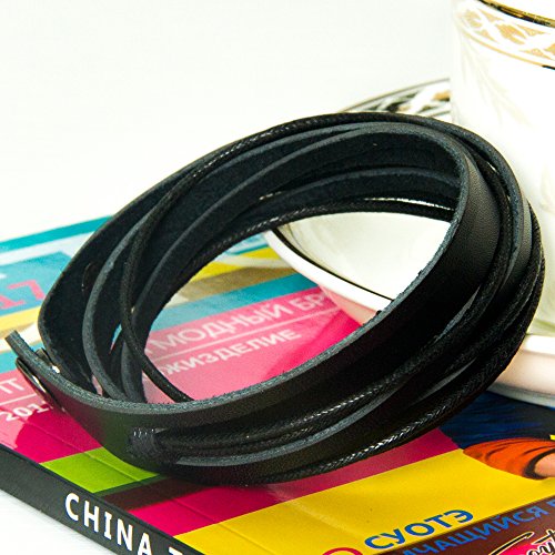Handmade Genuine Vintage Leather Wrist Cuff Wrap Bracelet Adjustable - style: B: 1 Black