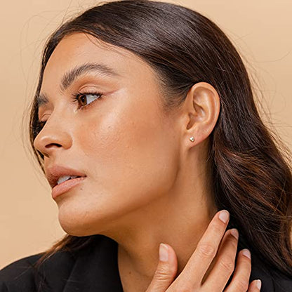 PAVOI 14K Gold Plated Dainty Stud Earrings for Women, Small Piercing Studs | Hypoallergenic Earrings with 925 Sterling Silver Posts - Bar, Dot, Heart, Triangle, Star & Cat Stud Earrings - style: Heart Mini