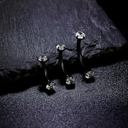 Rook Daith Piercing Jewelry 16G Stainless Surgical Steel Curved Barbell Eyebrow Rings Vertical Labret Lip Piercing Jewelry Rook Daith Earrings for Women Men 6MM 8MM 10MM Hypoallergenic - color: Black-6MM 8MM 10MM