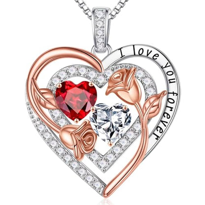 Iefil Birthstone Necklace for Women - Sterling Silver Birthstone Necklace, Anniversary Birthday Gifts for Wife Girlfriend Mom - color: 01-04-Jan-Apr Birthstone