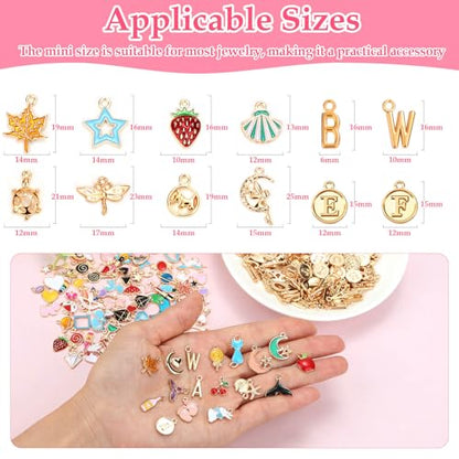 304Pcs Gold Charms for Jewelry Making, Assorted Bracelet Letter Charms for DIY Jewelry Making Necklace Bracelet, Keychains and Crafts