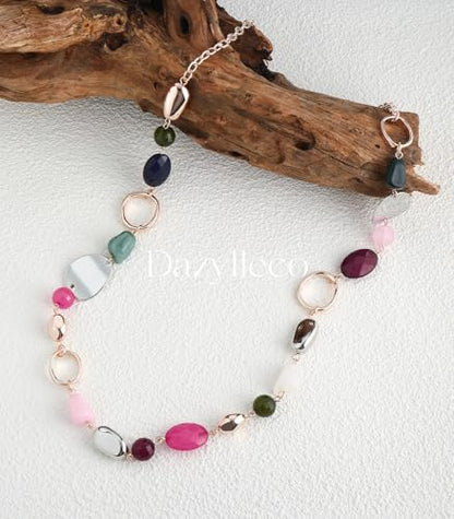 Long Gold Boho Necklaces for Women Beaded Statement Chain Long Necklace Gold Costume Jewelry Birthday Gifts for Her - color: 93-Colorful