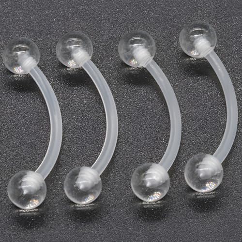 Clear Tongue Barbell Piercing Set for Women Men 16 G Acrylic Hypoallergenic Belly Button Ring Kit Plastic Cute Nipple Rings Long Piercings Retainers Bars Jewelry Body Jewellery 6 pcs Size 6-16 MM