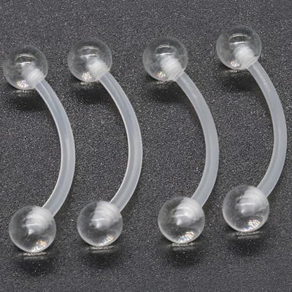 Clear Tongue Barbell Piercing Set for Women Men 16 G Acrylic Hypoallergenic Belly Button Ring Kit Plastic Cute Nipple Rings Long Piercings Retainers Bars Jewelry Body Jewellery 6 pcs Size 6-16 MM