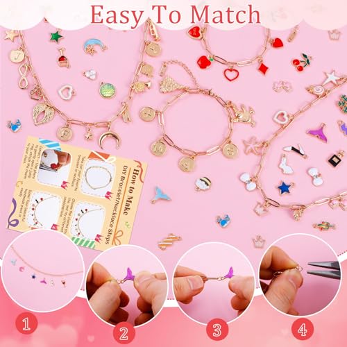Wurosi Gold 443PCS Gold Charm Bracelet Necklace Making Kit for Women | Includ 8 Paperclip Chain Bracelets,4 Paperclip Chain Necklaces,Accessories for Jewelry Making,Crafts Beginner Supplies Gift - color: 443 Pcs Gold Bracelet Necklace