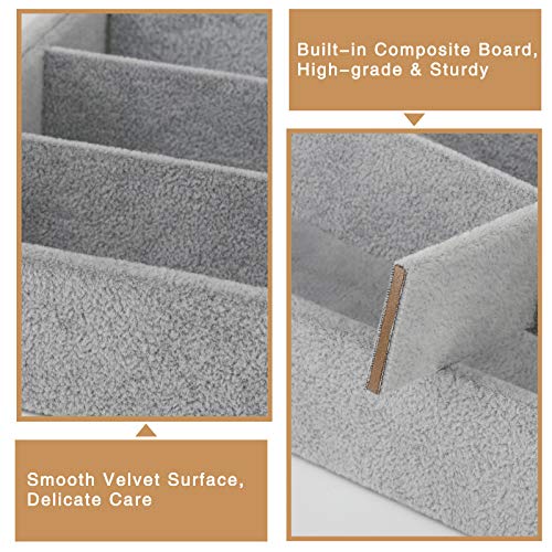 Emibele Sunglass Organizer Jewelry Tray, 8 Grids Velvet Stackable Tray | Detachable Glasses Eyeglasses Jewelry Watch Storage Showcase Display Tray, Gray - style: A1- eight Grids Grey