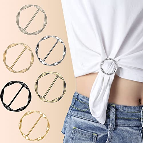 18Pcs Shirt Ties Clips for Women Silk Scarf Ring Clip T-Shirt Buckle Ring Clip Metal Round Circle Clip Clothes Clip - color: 6-colors