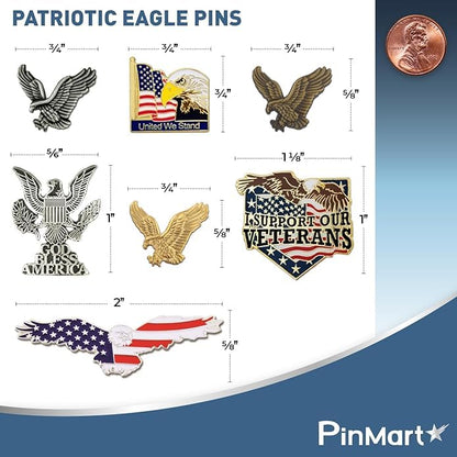 PinMart Patriotic Eagle Pin - Soaring American Eagle Enamel Lapel Pin - color: Bronze Antique Eagle, size: 1 Piece