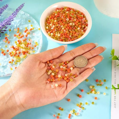 0.22lb 4mm Random Glass Seed Pony Beads 6/0 Mix Rondelle Crystal Seed Bead Kit for Crafts DIY Friendship Bracelets Embroidery Jewelry Making Supplies Bulk Orange - color: Random Orange