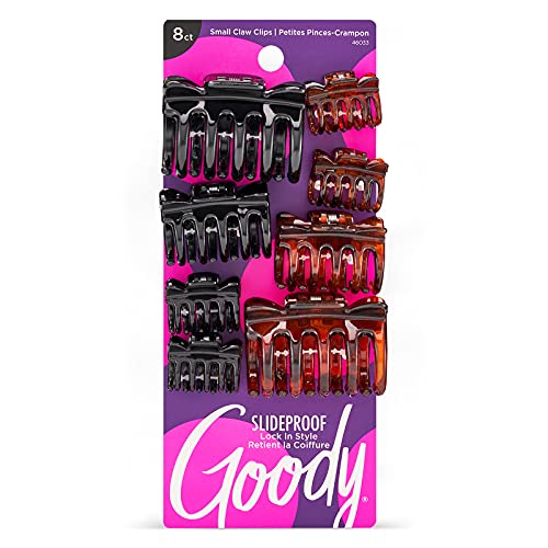 Goody SlideProof Classics Claw Clips, 8 Ct, Assorted Sizes & Colors, Lock in Style with Secure Grip, Chic Hair Accessories for Women & Men, For All Occasions & All Hair Types - size: 8 Count (Pack of 1)