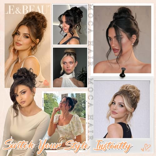 2PCS Messy Bun Hair Pieces Synthetic Hairpieces For Women Brown Black | Messy Bun and Donut Bun in one set for natural-looking volume and elegant updos for every occasion. - color: Brown Black