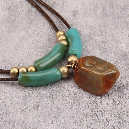 Bohemian Necklaces for Women Long Leather Necklace with Large Pendant Chunky Boho Hippie Jewelry Pendant Chocker Necklace - style: Large Pendant Necklaces