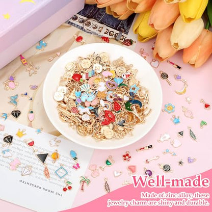 304Pcs Gold Charms for Jewelry Making, Assorted Bracelet Letter Charms for DIY Jewelry Making Necklace Bracelet, Keychains and Crafts