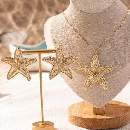 Big Star Necklace Chunky Necklace for Women Boho Thick Chain Statement Necklace Trendy Large Star Pendant Necklace Bold Vintage Chunky Jewelry - style: 8 - G