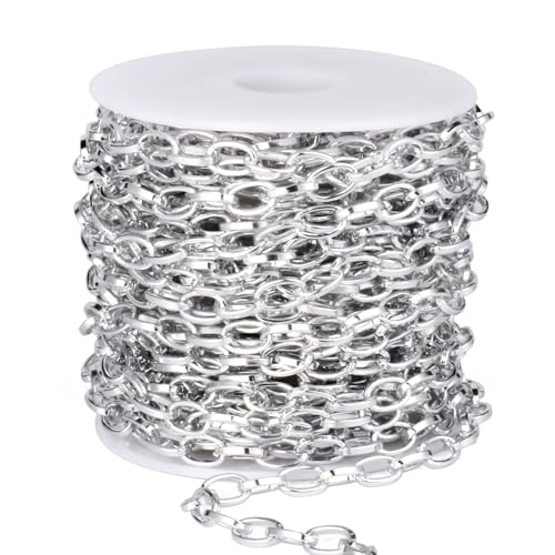 33FT Silver Paperclip Chain 5MM Aluminum Link Chains for Jewelry Making | Chunky Cable Link Chain Roll Bulk for Necklace Bracelet Crafts - color: silver, size: 5MM