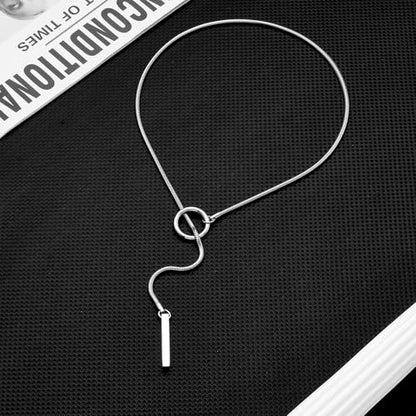 Slip Chain Necklaces for Women Stainless Steel Bar Pendant Choker Necklace Boho Handmade Long Lariat Necklace Silver Statement Punk Rock Collar Jewelry - style: Choker