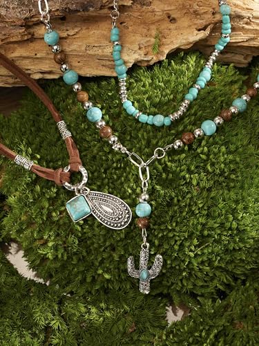 MINACHI Bohemian Retro Style Multi Layer Necklace, Green Crystal Sun and Floral Pendant, Ethnic Jewelry for Women - style: Necklace L13-023