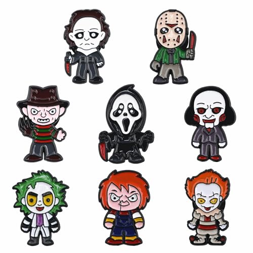 Cartoon Movie Character Enamel Pins for Backpacks Bags Hats Clothes Accessories Women Enamel Lapel Badge Pins Brooch Set - color: Horror Movie Character