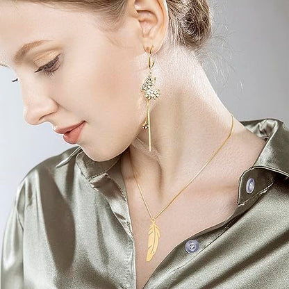 UNICRAFTALE Stainless Steel Feather Pendants Etched Metal Embellishments Feather Charms for Necklace Bracelet Jewelry Making