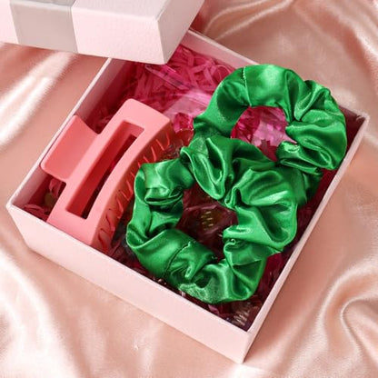 16 Pcs Satin Green Scrunchies Bridesmaid Proposal Gifts Hair Ties Scrunchies for Women Girls Bachelorette Party Favors (green) - color: green