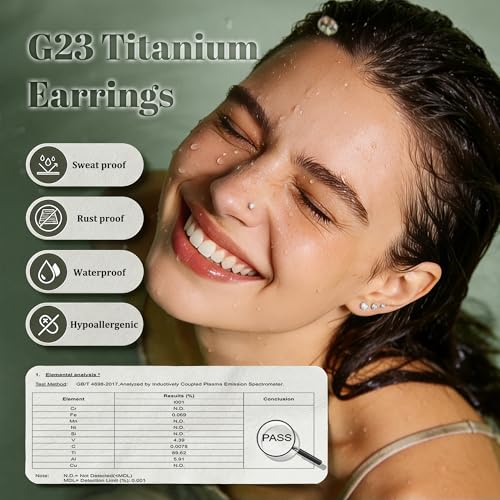 GEMQUEEN 4 Pairs 16G/18G/20G G23 Titanium Implant Grade Nose Studs Threadless Flat Back Earrings Hypoallergenic Flatback 5A CZ Cartilage Helix Tragus Conch Tiny Lip Piercing Jewelry for Women Men - color: Pure Titanium-16G(1.2MM)-Bar-6/8MM&CZ-2/3/4MM