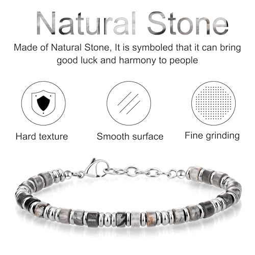 SIUMAL Mens Bracelet, Boho Stainless Steel Bracelets for Men, Beaded Bracelets, Jewelry Gifts for Husband, Father, Friends - color: Camouflage Grey