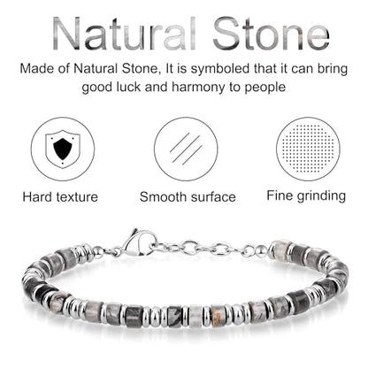 SIUMAL Mens Bracelet, Boho Stainless Steel Bracelets for Men, Beaded Bracelets, Jewelry Gifts for Husband, Father, Friends - color: Camouflage Grey