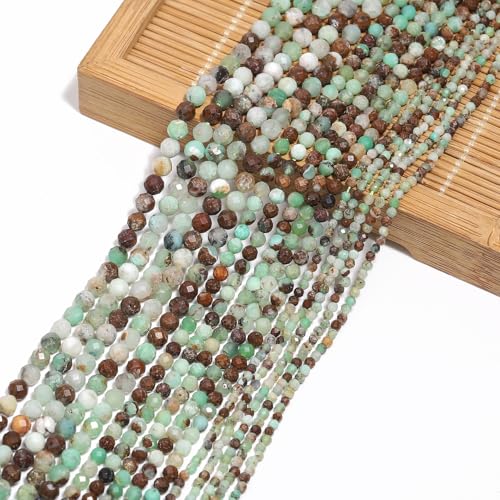 120pcs 3mm Natural Australian Jade Gemstone Beads Faceted Round Loose Stone Beads for Jewelry Making - color: Australian Jade, size: 2.8-3.3mm