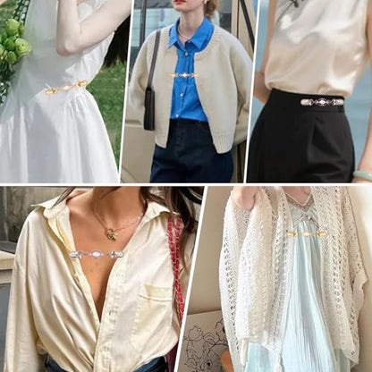 2 PCS Waist Cincher Clips Dress Clips Back Cinch for Shawl Cardigan Sweater Clothes Shirt Tightener Clip(Silvery Golden) - color: Color R1