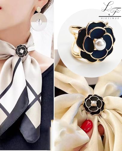 Scarf Rings Buckle And Slides For Women Scarves Pin Tshirt Ties Clip For The Side 3CP - color: Blue jewel silk scarf buckle