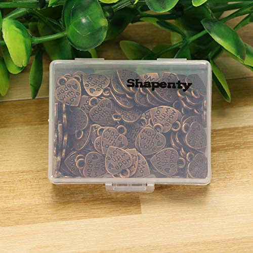Shapenty 100PCS Mini Metal Beads Heart Shaped “Made with Love” Charms Bulk for DIY Craft Keychain Necklace Pendants Bracelets Earrings Jewelry Making Findings - color: Copper
