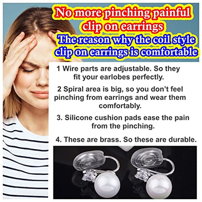 Clip On Hoop Earrings for Women Not Pierced Gold Silver Large Chnky Square Twisted Comfortable Coil Hoop Clip On Earrings - color: Twisted Hoop Silver