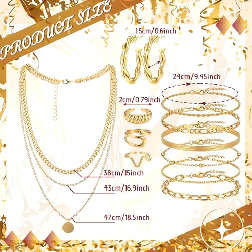 Ecally Bohemian Western Jewelry Turquoise Set Women Country Pendant Long Choker Layered Bracelets Earrings Ring for Women - color: Gold, style: Versatile