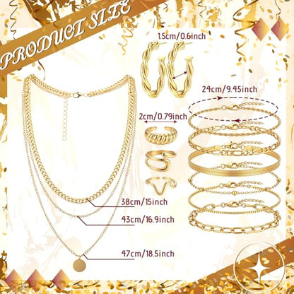 Ecally Bohemian Western Jewelry Turquoise Set Women Country Pendant Long Choker Layered Bracelets Earrings Ring for Women - color: Gold, style: Versatile